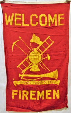 Vintage Welcome Firemen Flag